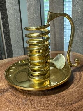 Partylite Saucerlite Brass Courting Adjustable Spiral Candle Holder